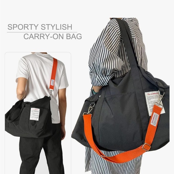 Scandia Home Duffel Bag Black and Orange with Minimalist Design - Picture 2 of 11